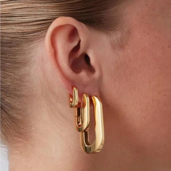 Jenny Bird Gold Mega U-Link Earrings - Picture 8 of 12